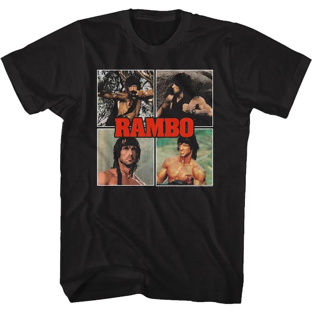 LE 1982 První krev Rambo Stallone Retro klasický film co-branded tričko Pánský a dámský hip hop street music styl
