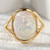 Vintage Inlaid Imitation Opal Women's Ring Classic Gold Color Geometry Daily Wear Party Jewelry Anniversary Gift