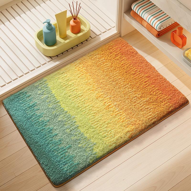 Thickened Absorbent Bathroom Mat Non Slip Shower Floor Rug Soft Plush Toilet Foot Pad for Home Washroom Restroom Decor Carpet