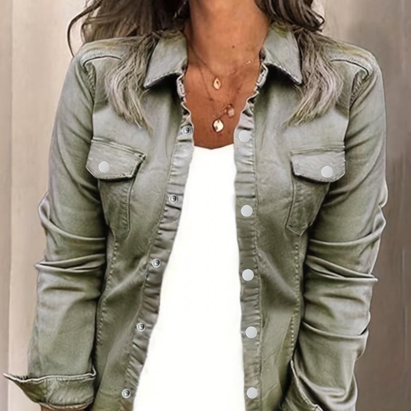 Женская повседневная джинсовая куртка однотонная, европейский и американский стиль, 2026 Small серый