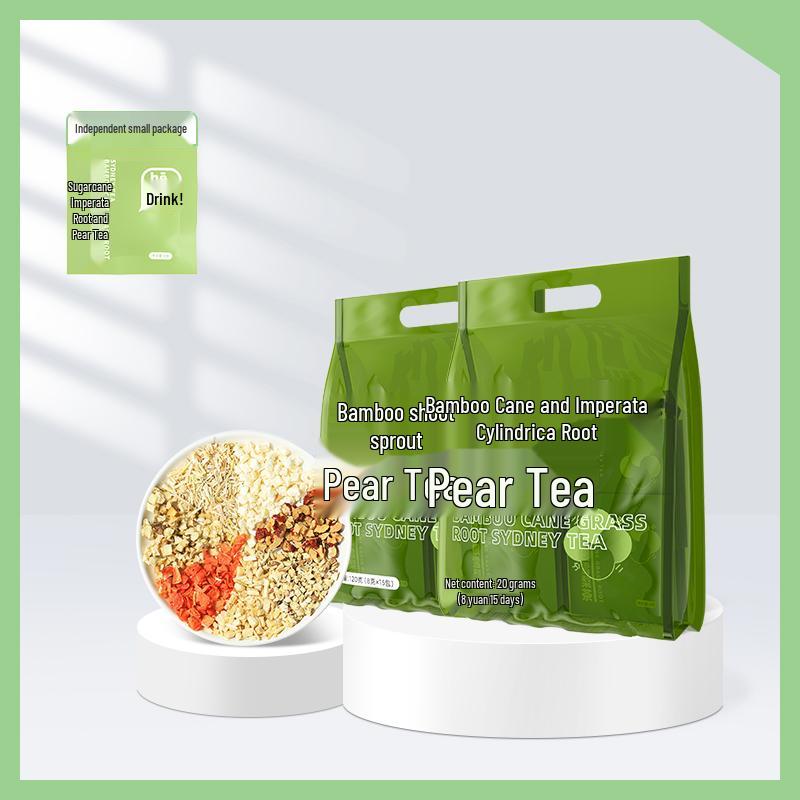 Bamboo Cane & Imperata Pear Tea: Children's Cooling Tea with Sugarcane Sweet Water & Water Chestnut - Fruit Flower Health Drink.