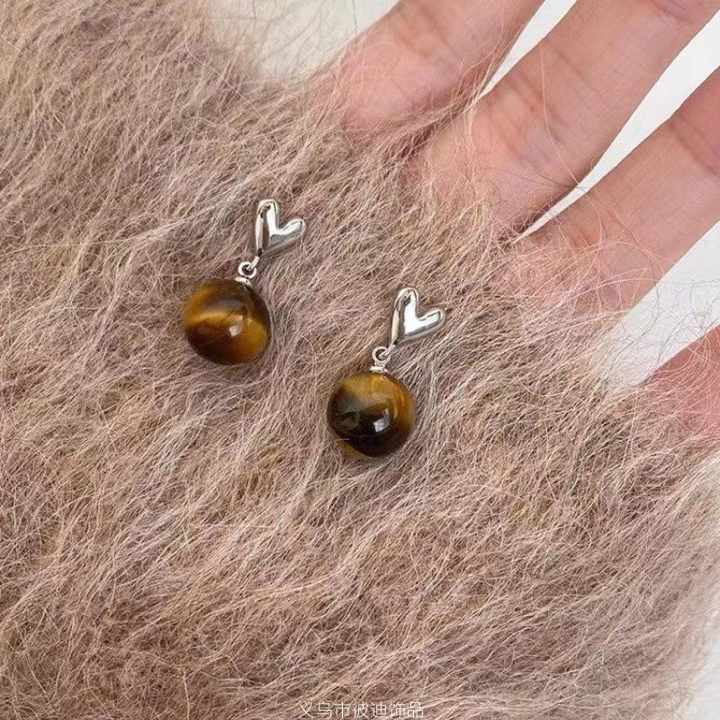 Σκουλαρίκια Καραμελέ Καστανιά Maillard Μάτι Τίγρης Οβάλ Καρφωτά – Γυναικεία Ρετρό Φθινοπωρινά/Χειμερινά Κοσμήματα 2025