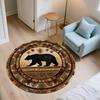 Vintage Bear pattern round rug,Carpet Rug for Living Room Bedroom Sofa Playroom Decor,Non-slip Floor Mat,Holiday Gifts and Birthday Gifts