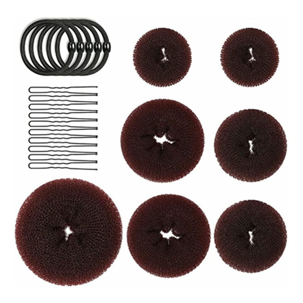 Hair Bun Maker Set Different Sizes Elastic Hair Donut Bun Maker Set with Hair Bands and Hair Pins
