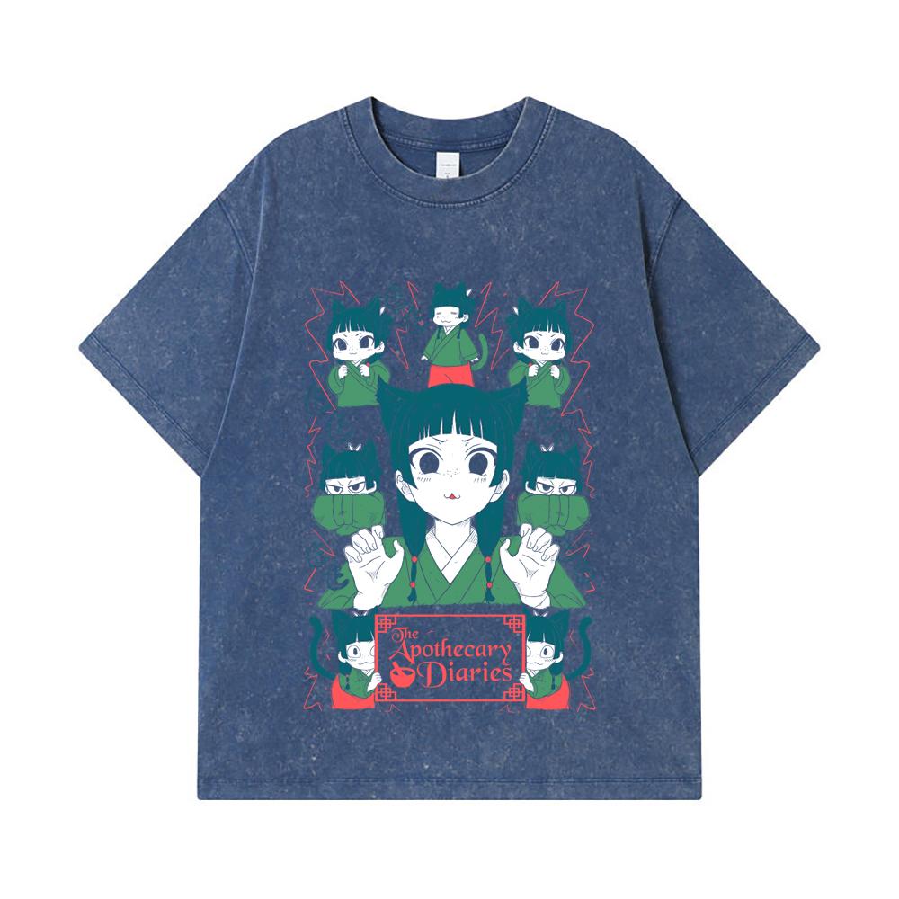 275 GSM Washed T-shirts 100 Cotton Apothecary Diaries V1 Print Unisex Heavy Cotton T Shirt 2XL королевский синий 2200₽