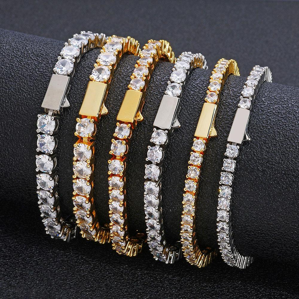 Gold Plated Brass Tennis Chain Bracelet 3 4 5mm Single Row Iced Out CZ Wrist Jewelry for TikTok Shop Sellers ODM