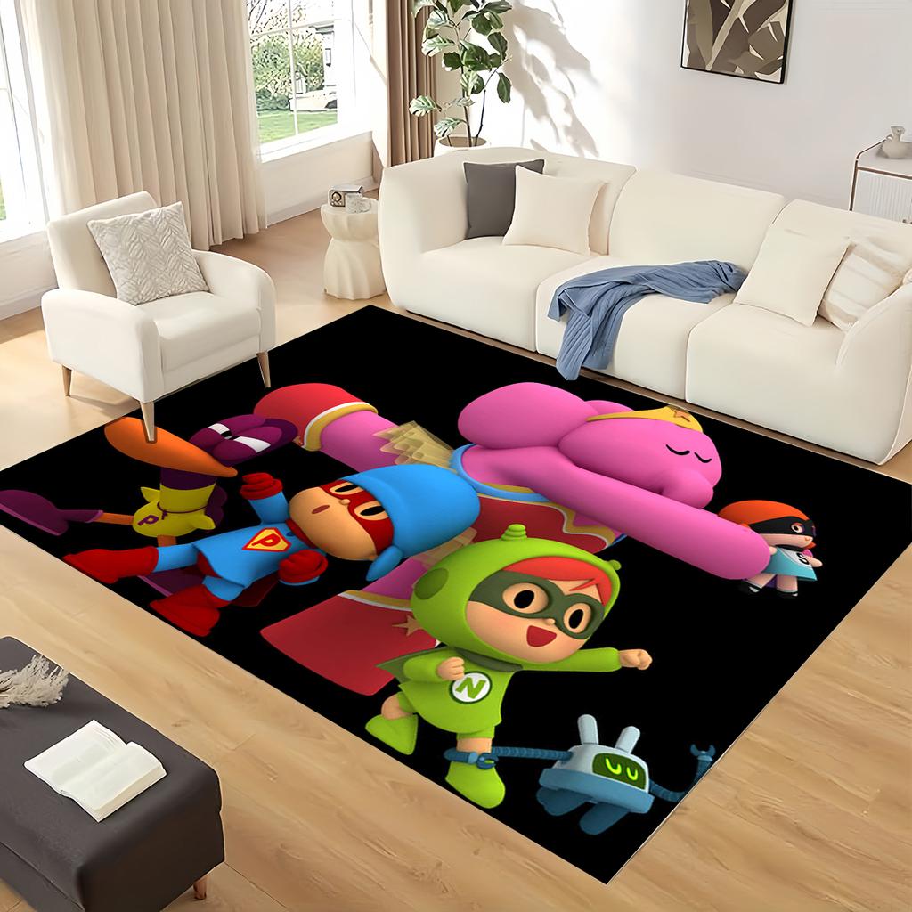 3D Fun P-Pocoyo Elly Pato Cartoon Carpet Rug for Home Living Room Bedroom Sofa Doormat Decor,kids Play Non-slip Floor Mat Gift
