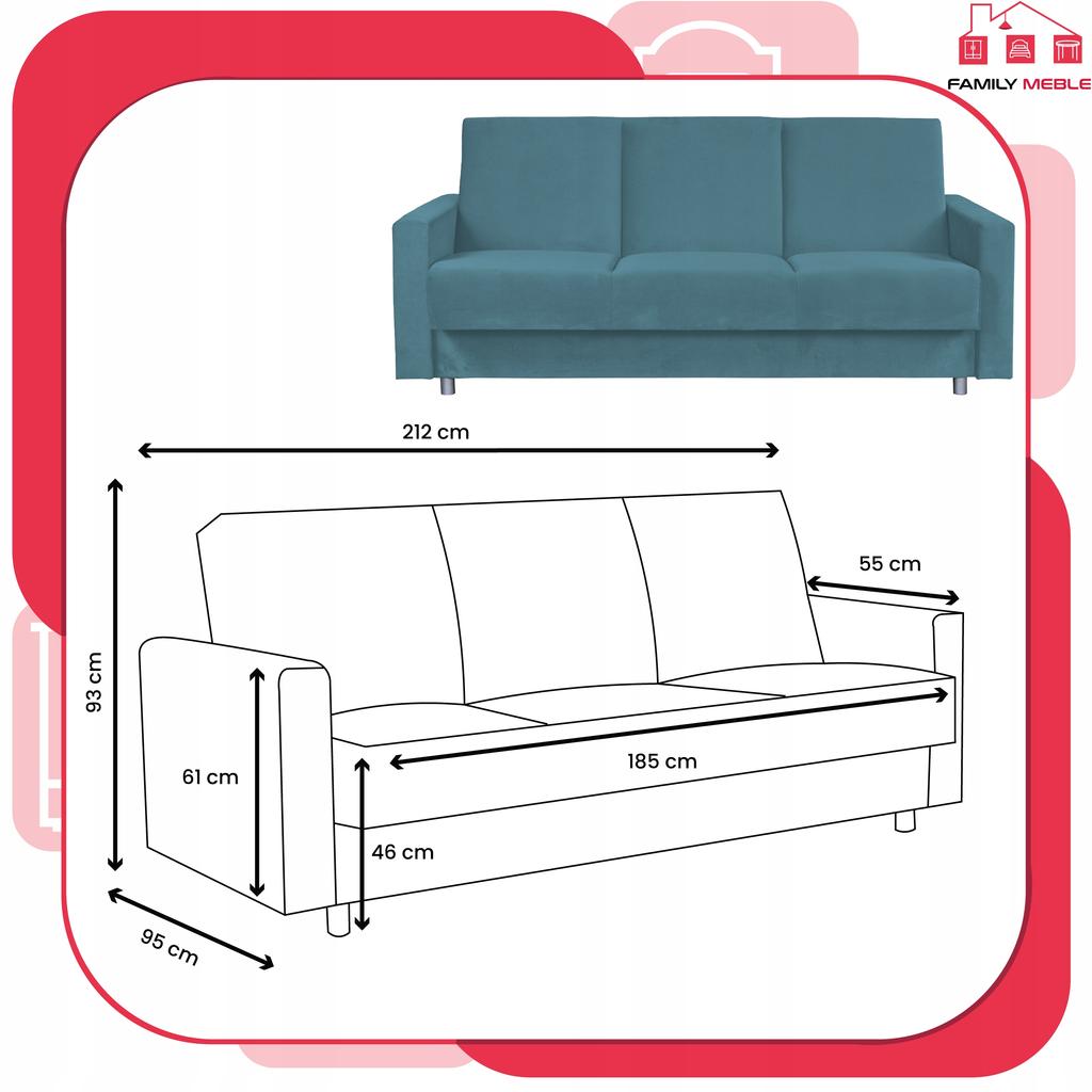 Sofa Sofa Alicja Sofa Bed Bonell Bed Family Furniture Blue
