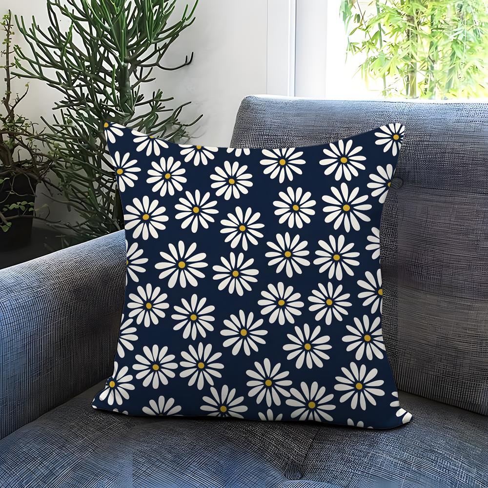 Daisy Pattern Cushion Cover Comfortable Reversible Pillow Cover Ideal for Car Sofa Bedroom  Beyond