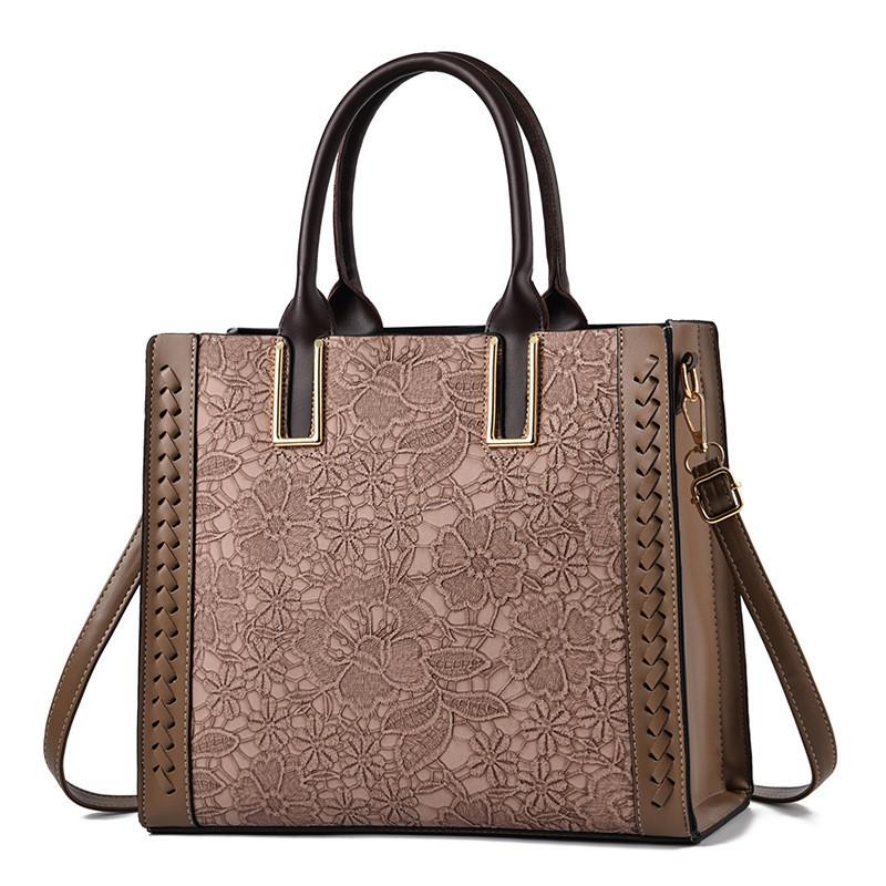 Urban Chic Pu Tote Bag For Women Midsize Crossbody Bag With Multiple Compartments Khaki