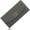 ArtsEye Genuine Leather Long Large with Flap Coin Card and RFID Women's Wallet, Capacity, Slim, Button, Purse, Case, (6772-green)