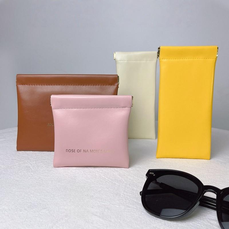 Automatic Closing Makeup Organizer Storage Bag Mini Lipstick Blush Portable Travel PU Leather Makeup Brush Tools Sunglasses Glasses Case Bag