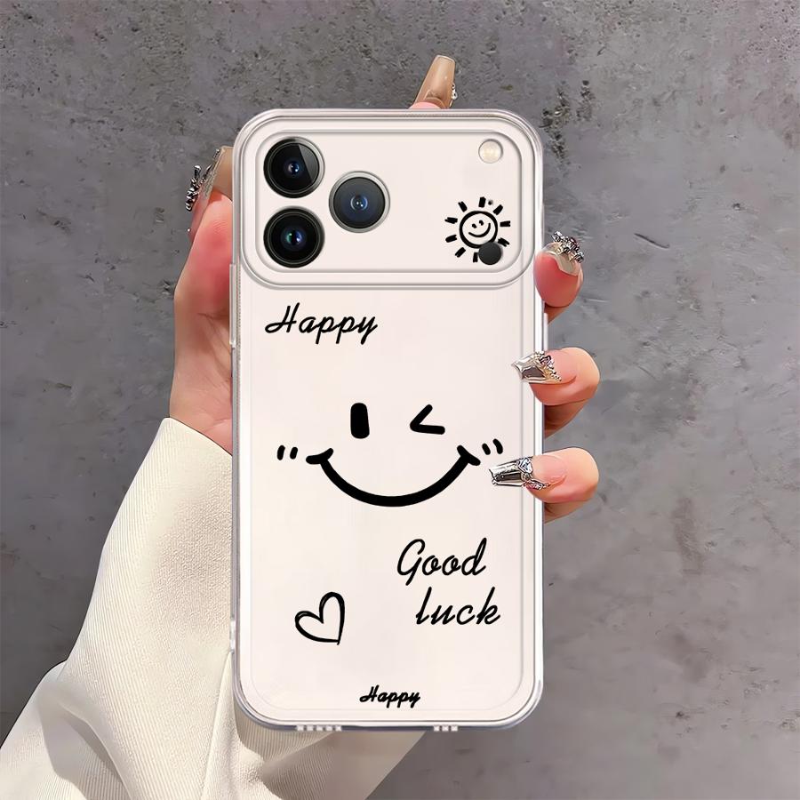 Happiness Good Luck Phone Case for Apple iPhone XR 12 7 8 14 15 Air 13 Mini 12 Pro MAX 17 16 Plus 16e 11 Face Soft Cover