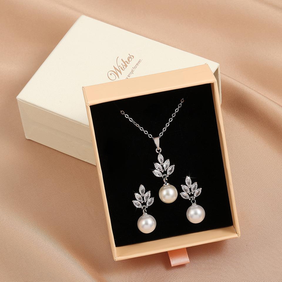 ZAKOL Elegant Imitation Zircon Zirconia Earring Necklaces Sets Exquisite Wedding Engagement Party Zircon Gift With Packaging Box