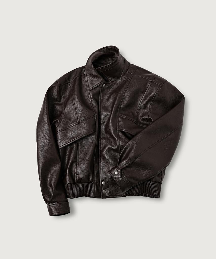 MOOD INSIDE Compact Leather Blouson_Brown