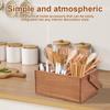 Wooden Kitchen Cooking Utensil Holder with Handle 4 Compartments Caddy Cutlery Holder for Silverware Kitchen Counter Organizer