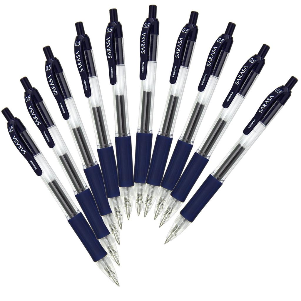 Zebra Sarasa Gel Ballpoint Pen, 0.5mm, Blue-Black, 10-Piece Set, B-JJ3-FB