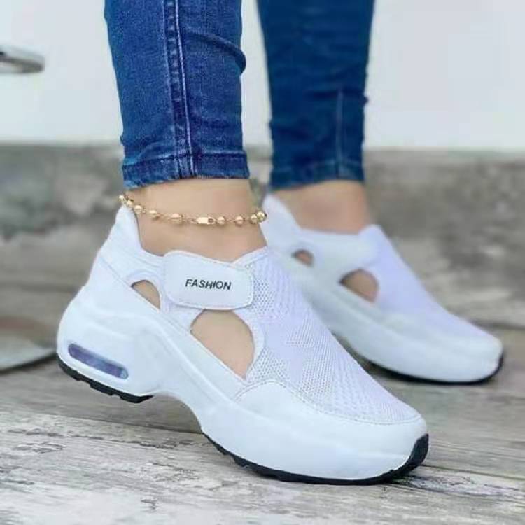 Xia Large Size Hollow Flat Bottom Platform Sports Shoes Casual Women'S Single Shoes