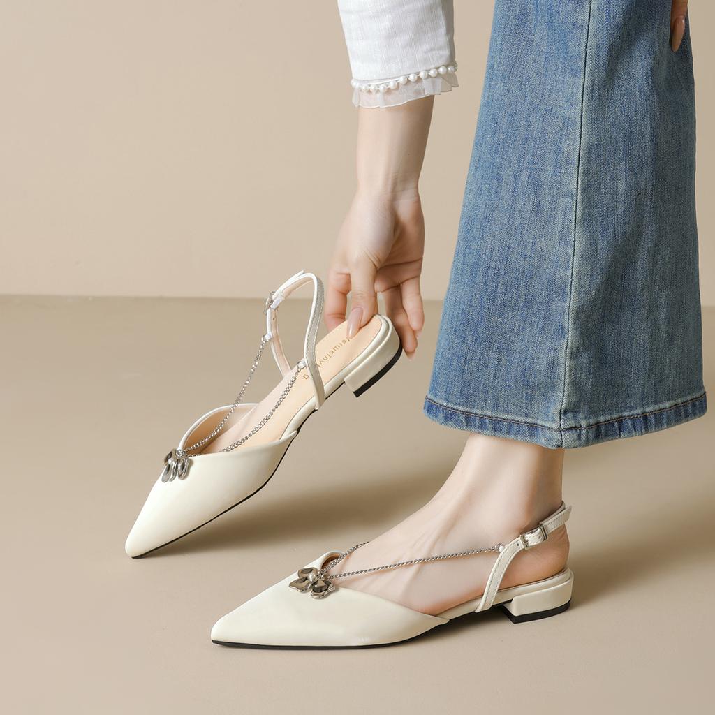 Baotou Sandals Women's Flat Chain with Skirt Temperament Pointed Single Shoes