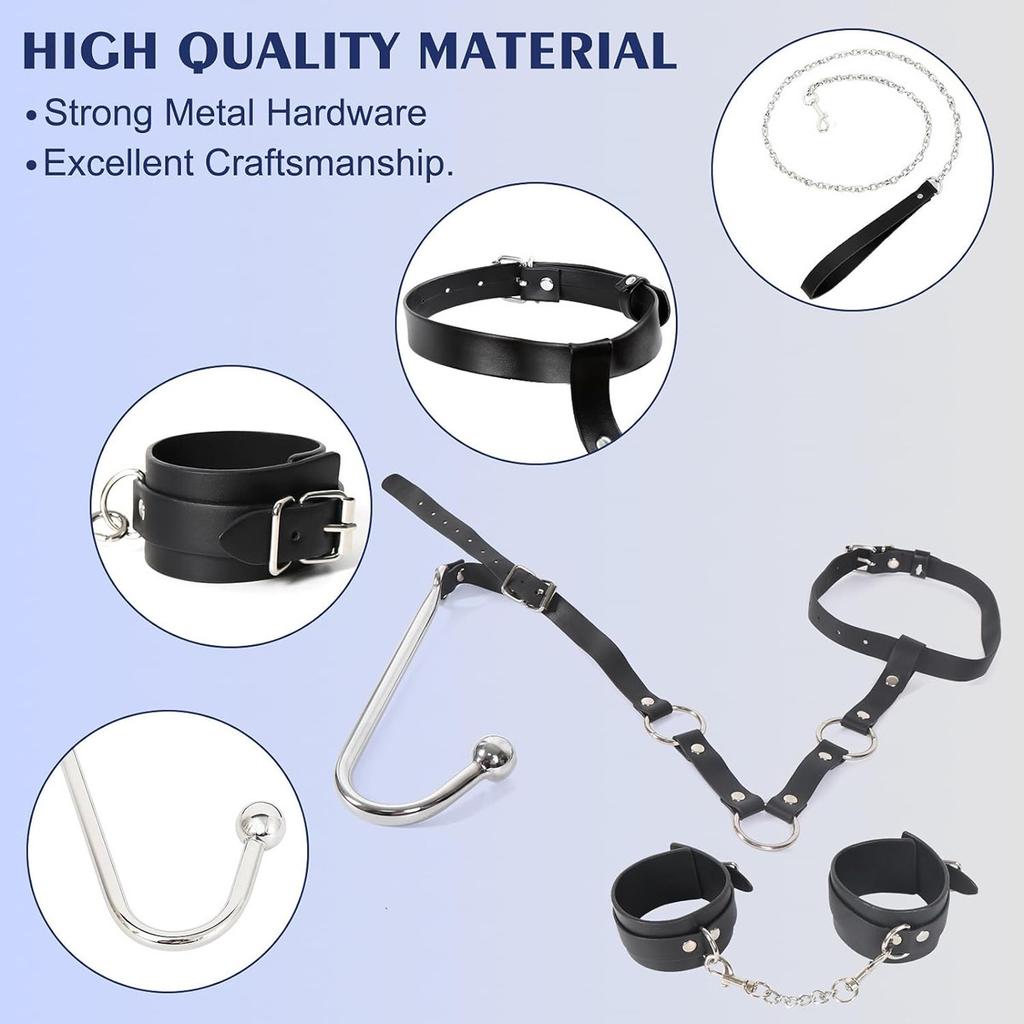 Anal Hook Restraint  Sex Toys Neck to Wrist Restraints Traction Chain Bondage Set For Couple Adult Sex Anal Plug Game SM Toy