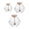 Home Glass with Wooden Dipper Cork Lid Honey Jar Dispenser Storage Container Honey Pot