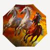 Horses Sunset Automatic Folding umbrella Compact 8 rib Design,Unique Style,Suitable for Everyday Outdoor Use,Perfect Gift for Friends a