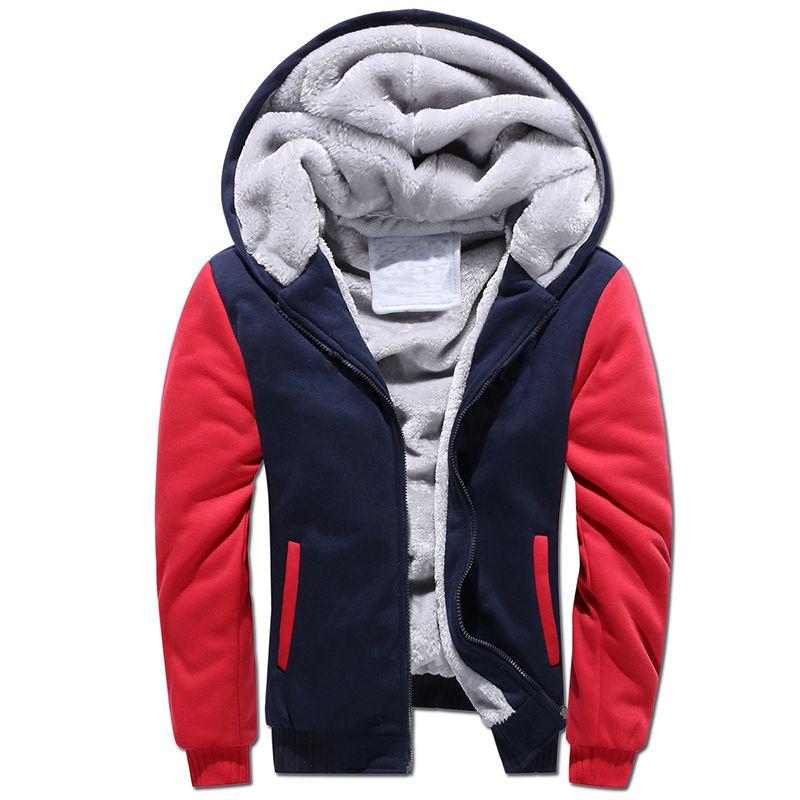 Thick Warm Mens Fleece Fur Lined Hoodie Zip Up Winter Coat Jacket Top Sweatshirt