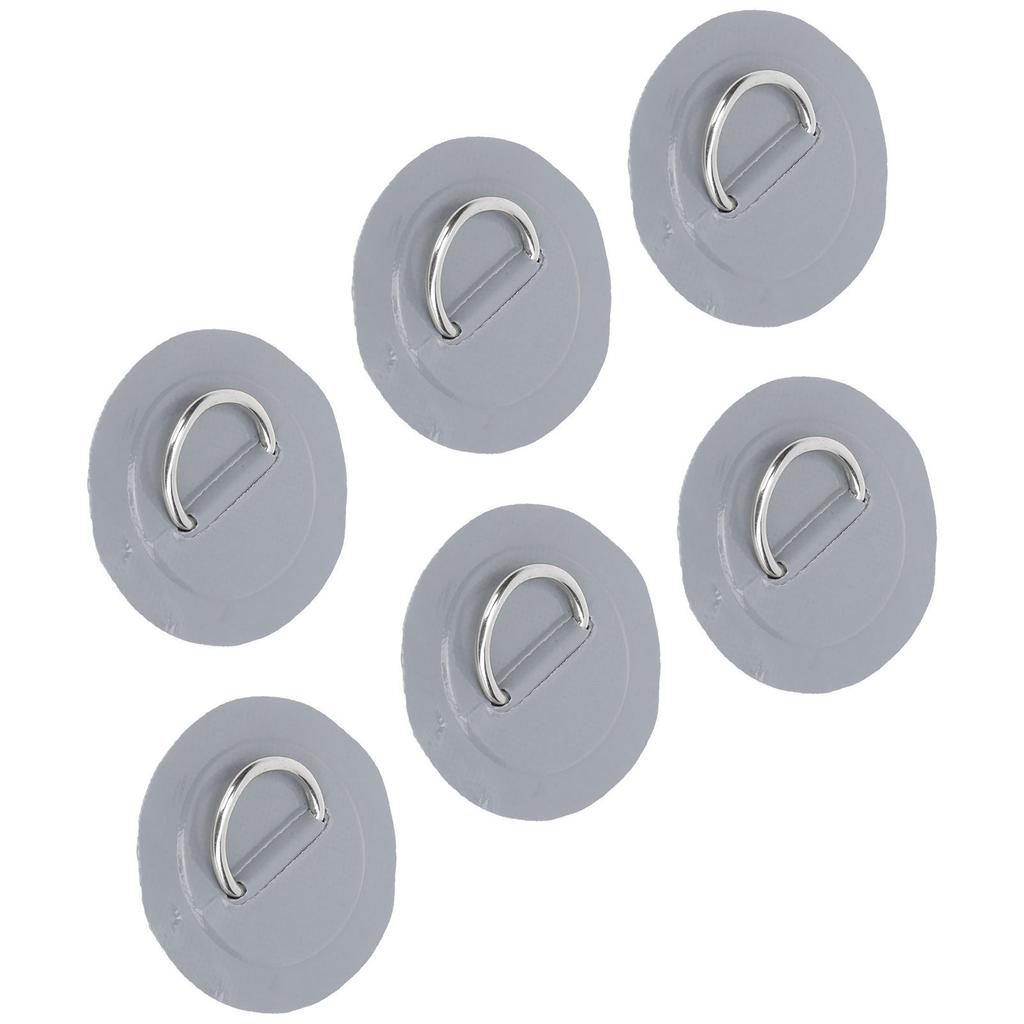 6 Pcs PVC D Ring Patch Elastic Rope Set Stainless Steel D Ring Patch Bungee Cord SetGray