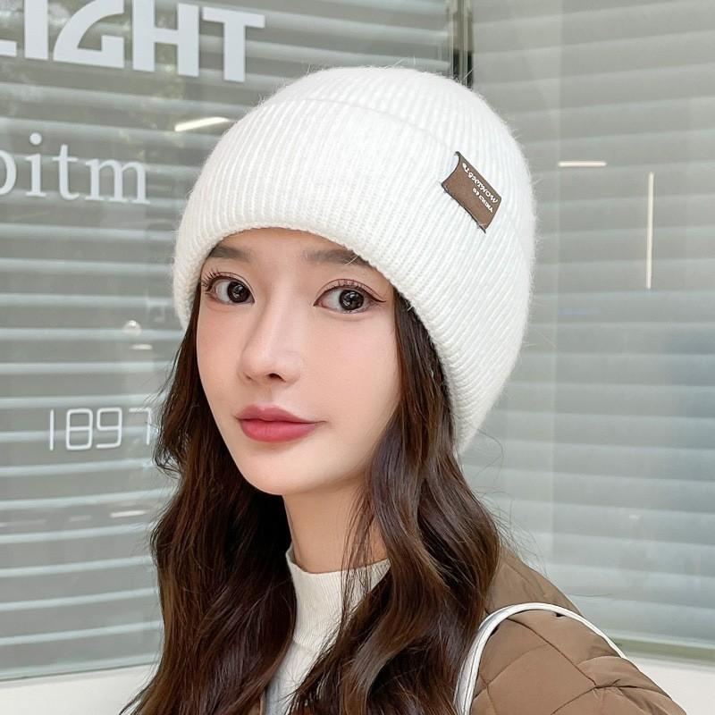 

Knitted Wool Hat For Women Winter Warmth Casual Fashion Ol Style белый