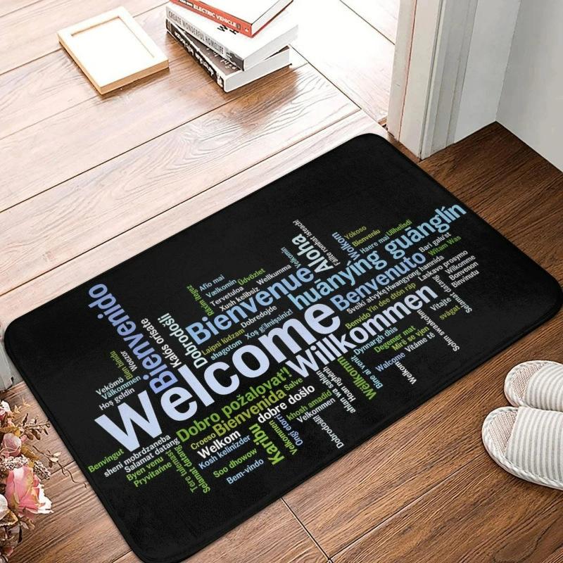 Please Remove Shoes Door Mat Canvas Shoes Design Non-Slip Rug Scrollwork Border for Entryway Home Decoration Floor Mat Floor Mat