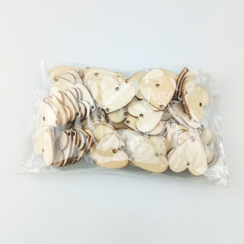 100pcs Wooden Heart Discs Slices Tag Metal Ring for Birthday Board Calendar DIY top sale