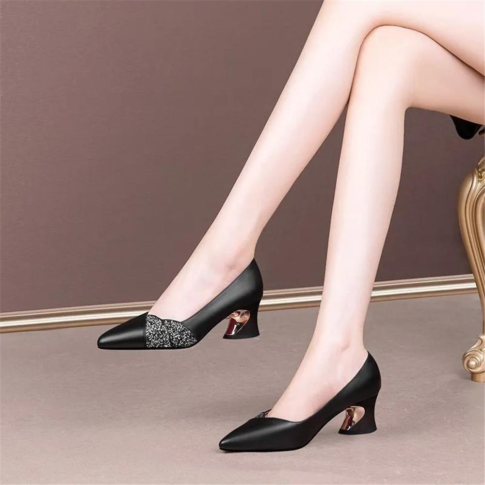 sapatos femininas women sexy party night club beige spring slip on square heel shoes lady fashion elegant pumps ab659