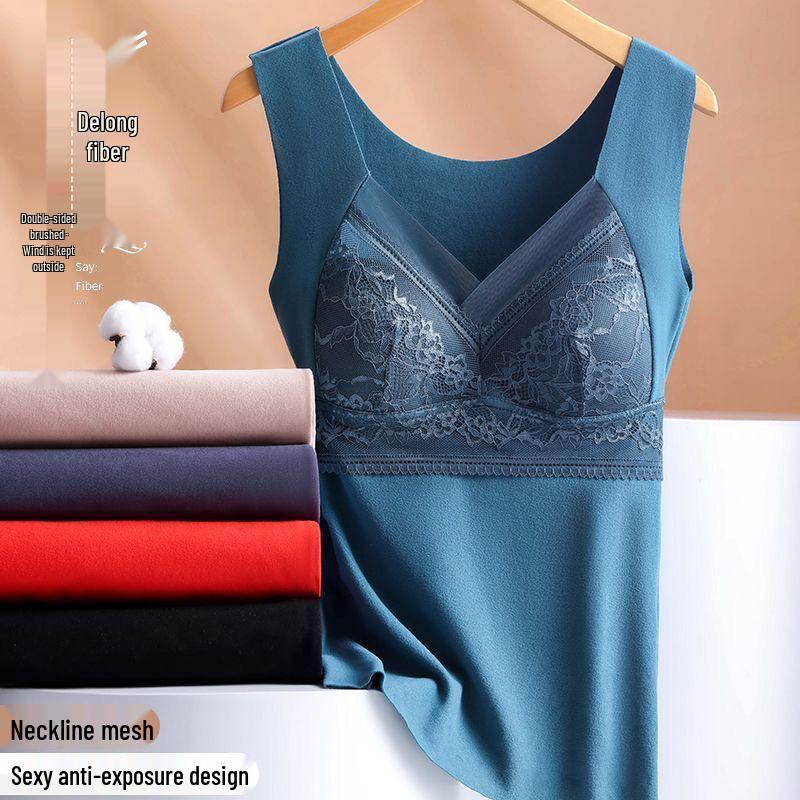 Velvet Seamless Fleece-Lined Women's Warm Vest - No Bra Needed