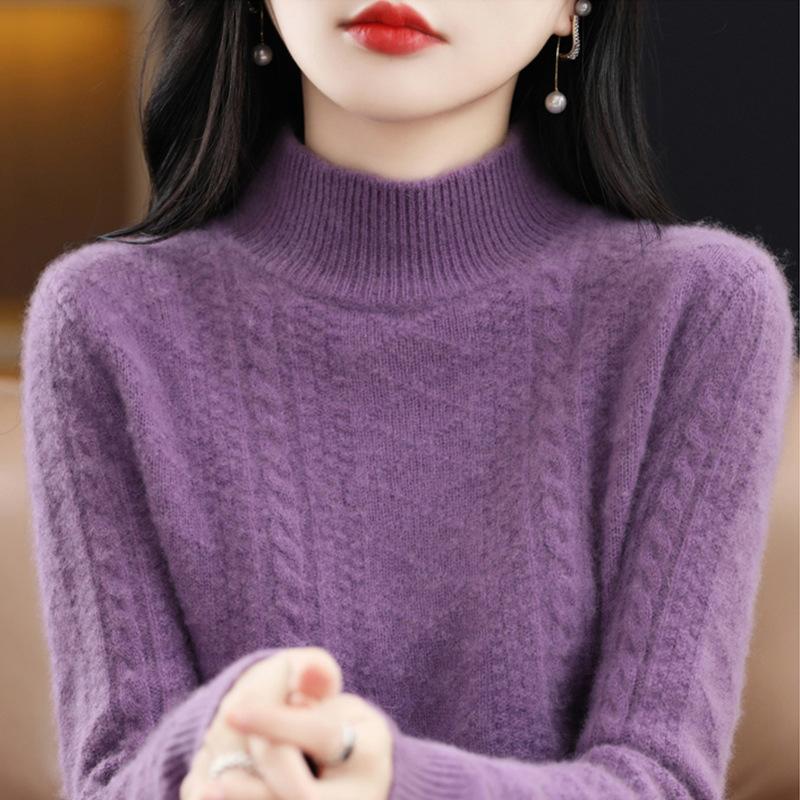 Women's Solid Mock Neck Long Sleeve Sweater for Fall & Winter