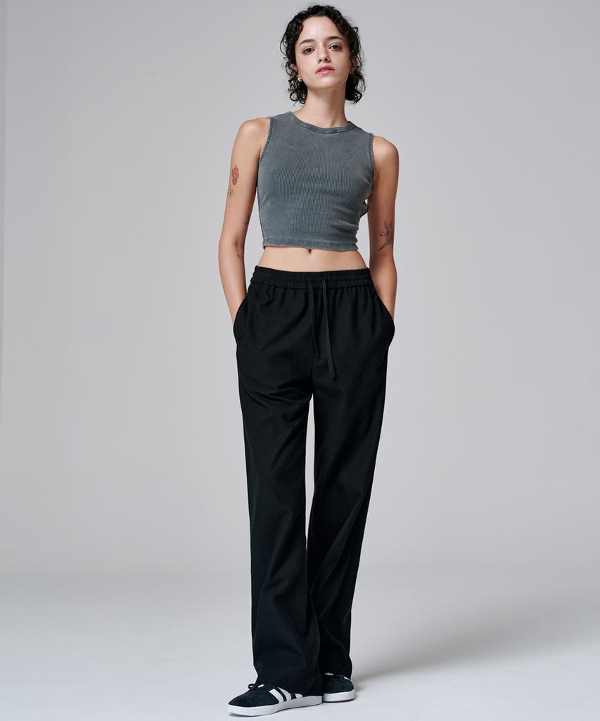 MALOUPE 2136 Wide Elastic Waist Pants (Black)