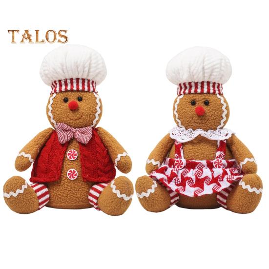 Bambola di Pan di Zenzero di Natale in Peluche Morbida Imbottita Giocattolo Bambola di Natale per Decorazioni Festive Ragazza Ragazzo Seduto Giocattolo Pan di Zenzero per Esposizione su Porta Scaffale
