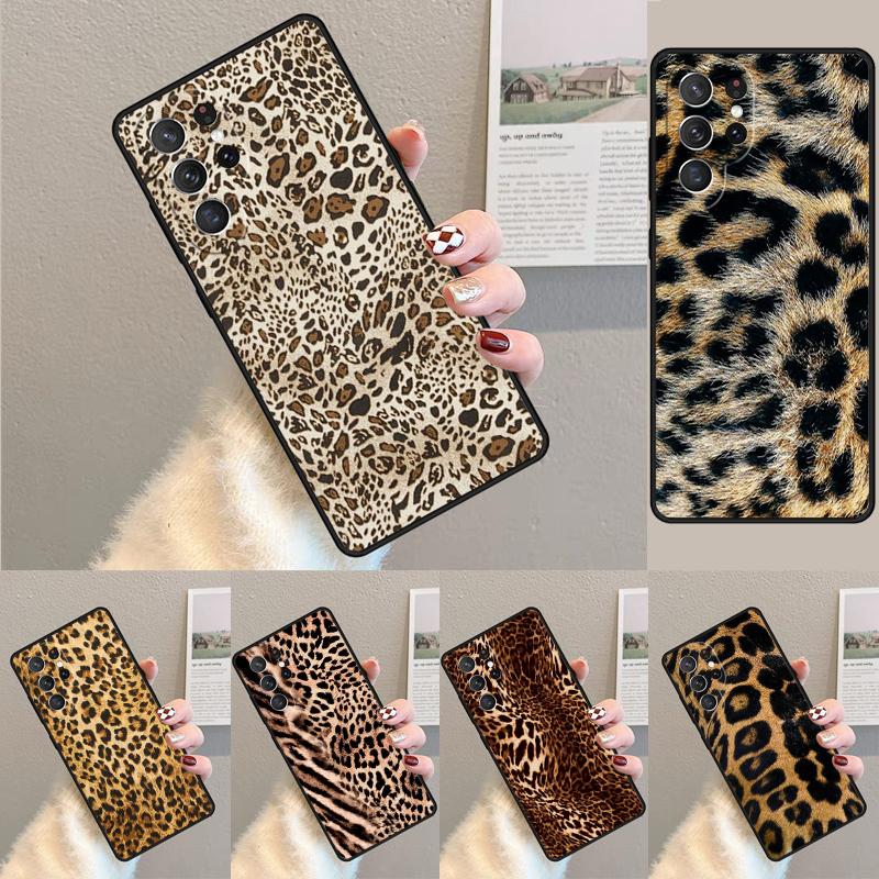 Leopard Print Effect Texture Silicone Phone Case For Samsung Galaxy note 10 pro S26 S25 S24 S23 S22 S21 Plus S25Ultra Capa Cover