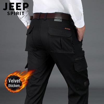 Herren Winter Verdickte Samthose mit mehreren Taschen - Lässig, Gerade, Lockere Passform