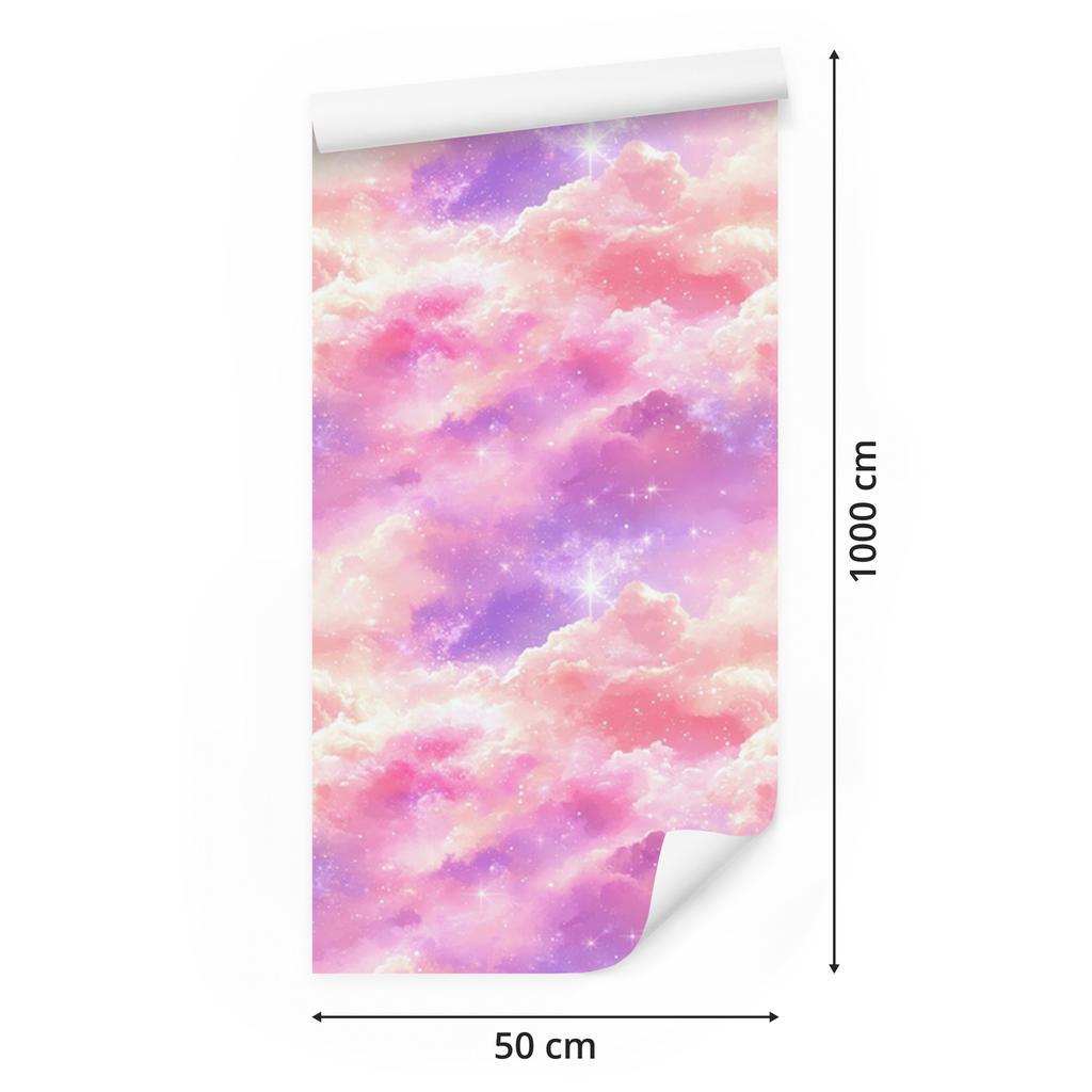 Watercolor Galaxy Wallpaper Powder Pink, Lavender, and Coral 50x1000