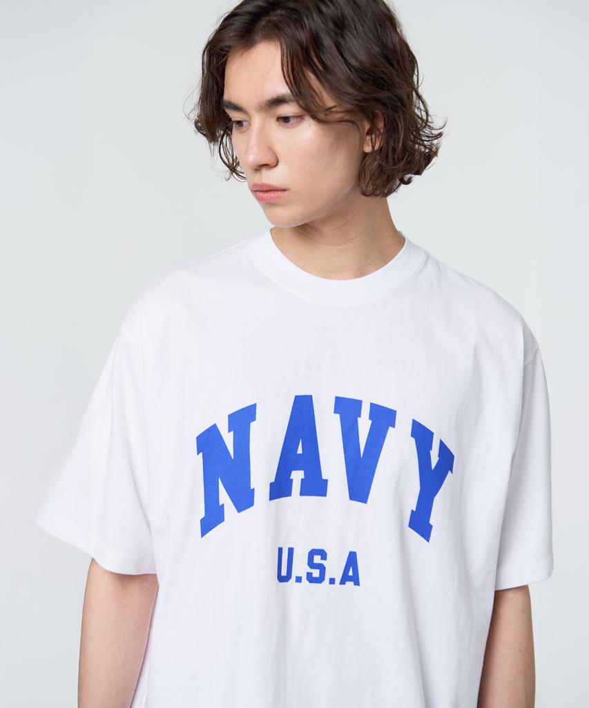 PAPERBOY Navy U.S.A Short Sleeve T-Shirt - White & Blue