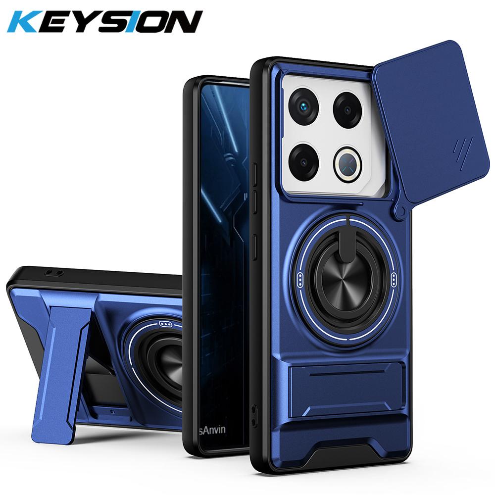 KEYSION Magnetic Phone Case for Infinix GT 20 Pro 5G Slide Camera Protection Upright Kickstand 360° Ring Shockproof Back Cover