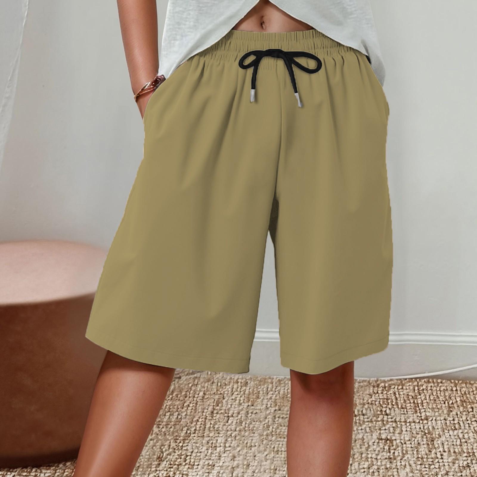 

Женские спортивные шорты, повседневные свободные однотонные дышащие быстросохнущие шорты M хаки