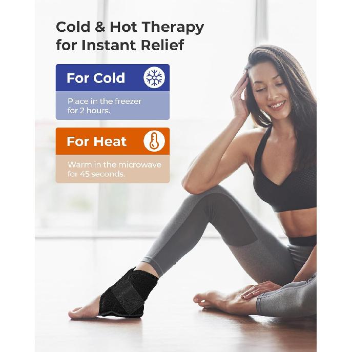 Koonie Ankle Ice Pack Wrap for Swelling, Plantar Fasciitis, Planters Facetious Relief, Reusable Ankle Brace Ice Pack, Cold Therapy Sock Compression