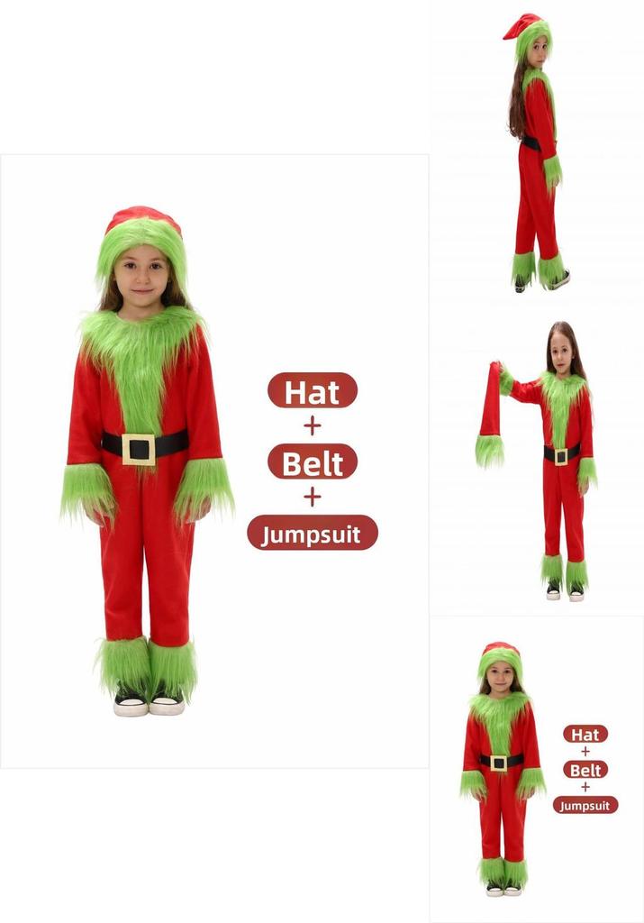Grinch Weihnachtskostüm Für Kinder Mit Weichem Polyesterstoff Für Feiertagsaufführungen Perfekt