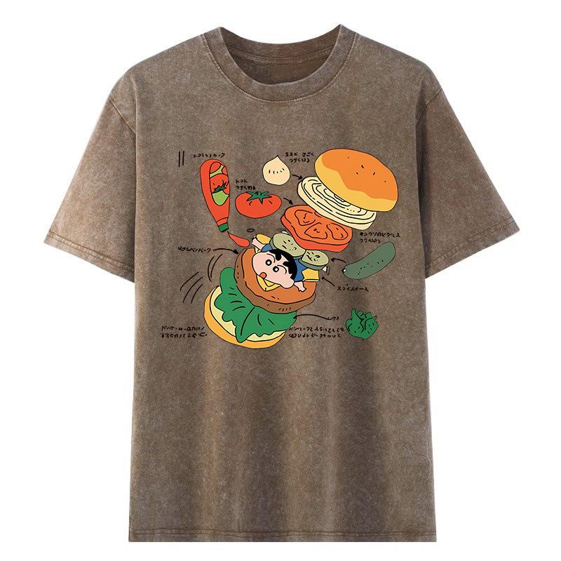 

Hobby Shin-chan Unisex Distressed Cotton Casual T-shirt XL кофейный
