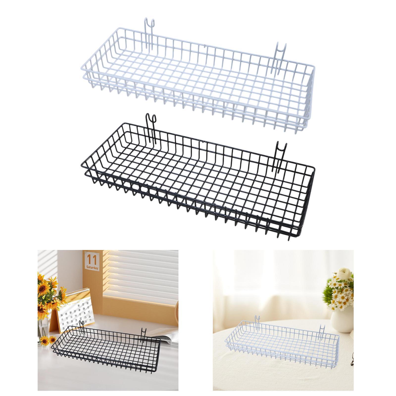 Wire Hanging Storage Basket Rustic Storage Rack for Bathroom Balcony Kitchen nero