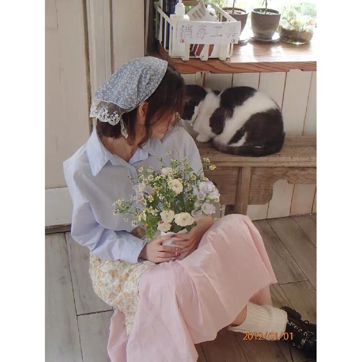 Spring Summer Floral Head Scarf with Decorative Lace Edge for Women Daily Wear Breathable Versatile Fashion Accessory