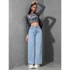 Jeans Women Vintage Wide Leg Pants Denims High Waist Washed Distressed Basics Straight Trousers Streetwear Floor Length