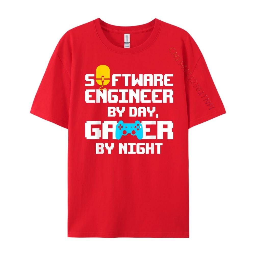 Программный Инженер Компьютерный Гик Днем Геймер Ночью T Футболки Большого Размера Мем Футболка Пасха Свободный S