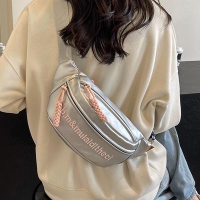 Crossbody Fanny Pack Niche Letter Embroidered Breast Bag Women's Style Literary and Artistic Fan Versatile Women's Chest Bag Women